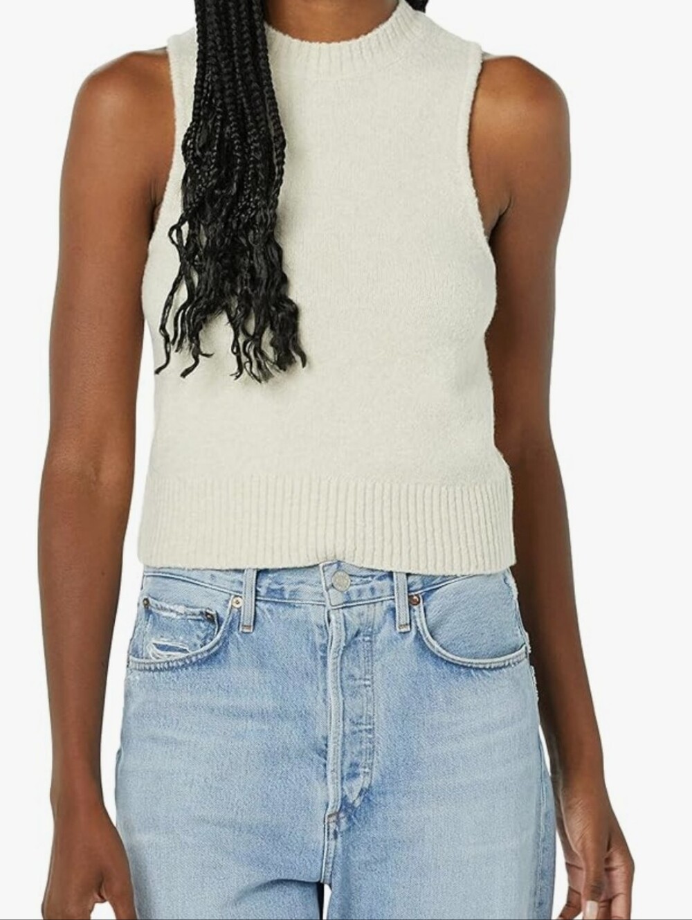 Boucle Creme Colored Sweater Tank Top Size Large, New.